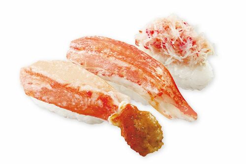 【くら寿司】かに三種盛り（本ズワイガニ爪下・本ズワイガニ開き・カニ身）/390円