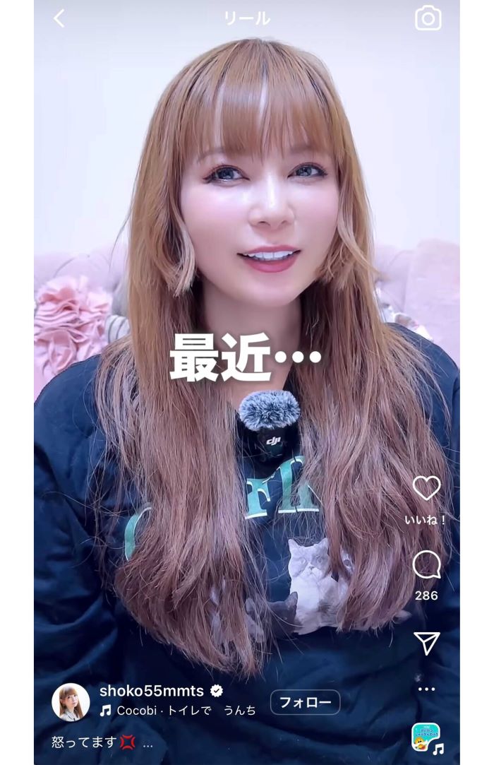 「トイレを流さない人」に文句を述べた中川翔子（本人インスタグラムより）