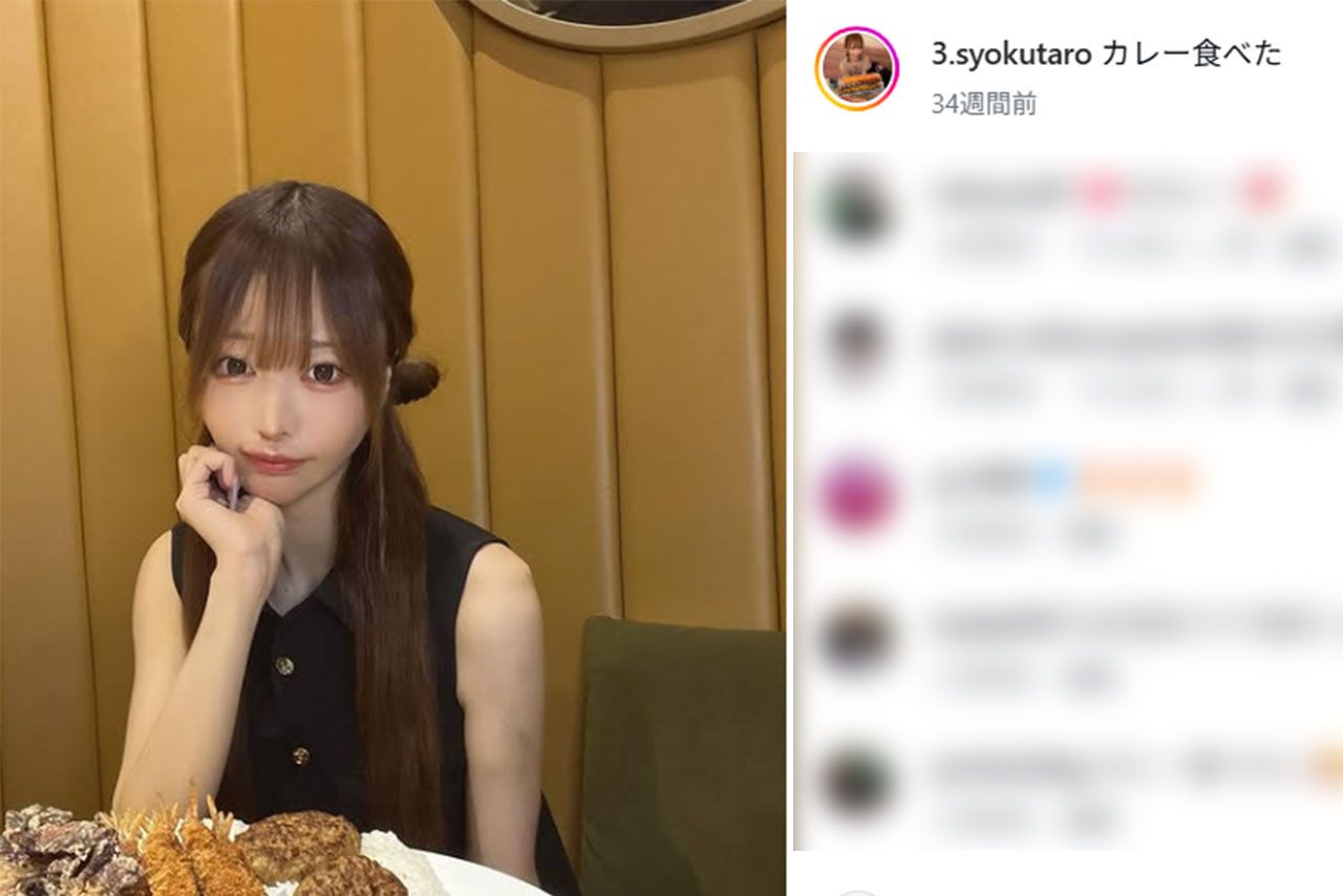 大食いYouTuberの三年食太郎（本人のインスタグラムより）