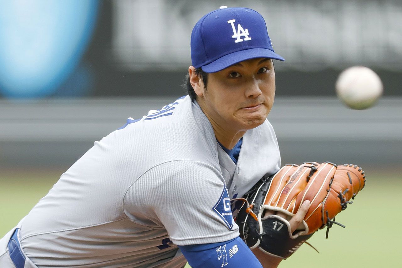 2025年6月29日、投手として復帰後3度目の登板をした大谷翔平（共同通信）