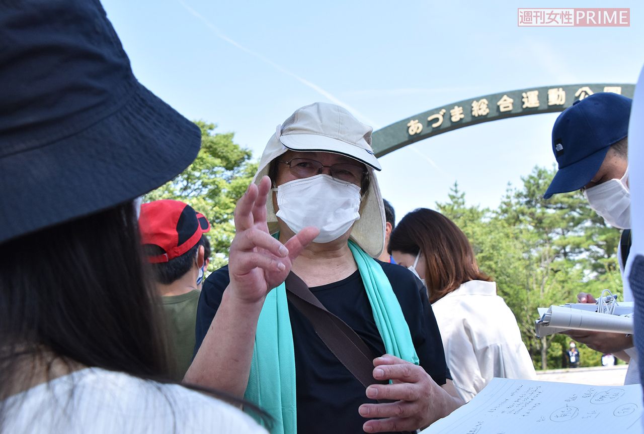 競技会場周辺で『五輪反対』をアピールする斉藤春光さん＝7月21日、福島県福島市　撮影／牧内昇平