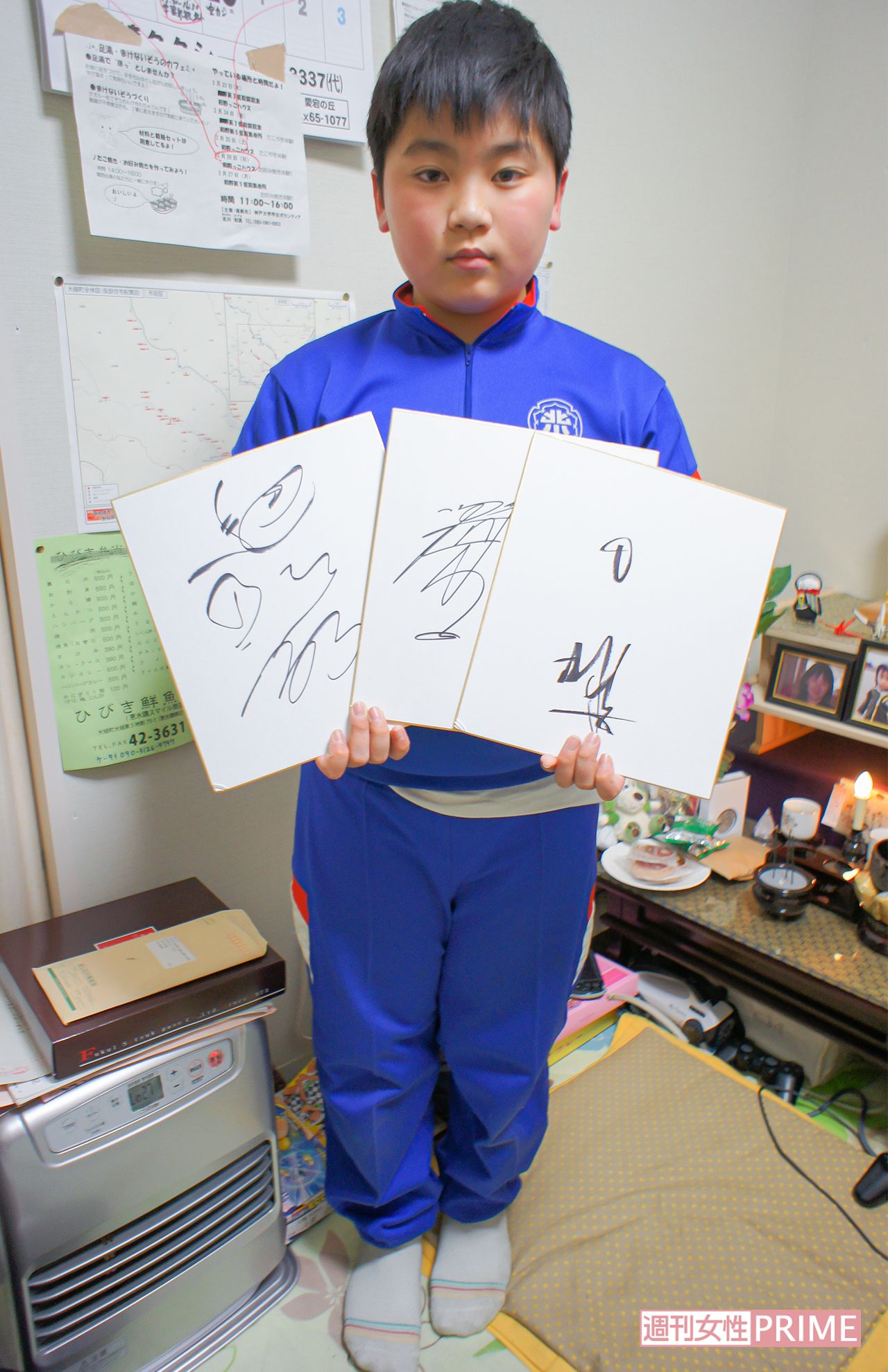 2012年、仮設住宅で取材に応じてくれた雄貴くん