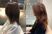 シャギーで傷んだ髪(写真右)から、MAYUMIさんカットを経て美髪に!(写真左)