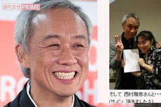 5月2日に突然改名を発表した西村まさ彦と地元の霊媒師とのツーショット（共演者ブログより）