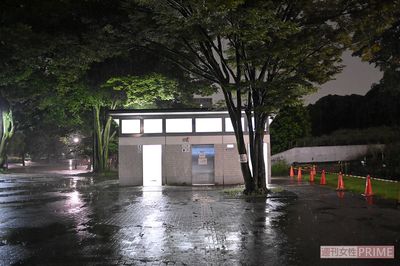 蛍光灯の青白い光が妙にまぶしいトイレ。暗いと確かに不気味な雰囲気も