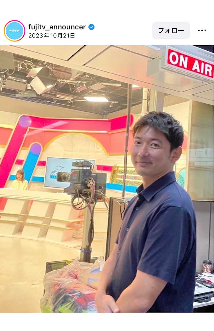 『ノンストップ!』のプレゼンターや、『FNNスーパーニュース』、『みんなのKEIBA』に出演していたフジテレビの谷岡慎一アナ（フジテレビアナウンサーの公式インスタグラムより）