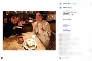 2019年浅田真央の誕生日を祝う村上佳菜子（村上佳菜子インスタグラムより）