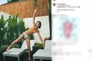 リゾート施設でビキニになっている様子を投稿した、みちょぱこと池田美優（本人のインスタグラムより）
