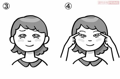 ワザ9：「ぱちぱちギューまぶた体操」15秒×3回　その2（イラスト／榊原ゆう）