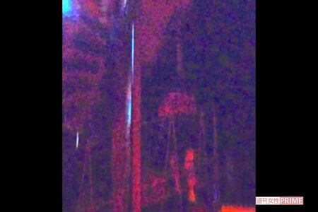 夜の螺旋階段に何やら人影が……。アップして見ると、女性らしき後ろ姿。階段を上っているのか、つるされているのか。ここは立ち入り禁止で、誰も入っていないことは確かだったという