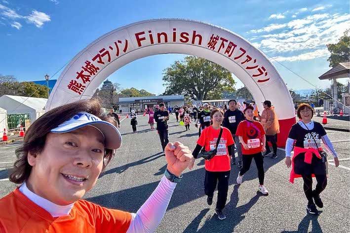 今年2月には熊本城マラソンで3kmを完走（佐藤弘道さんのブログより）