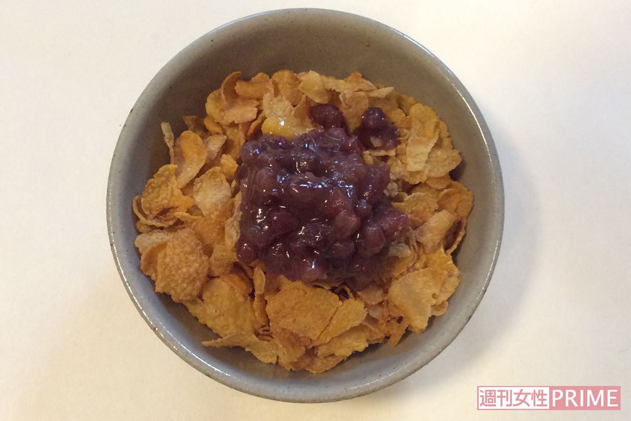 ゆであずき×コーンフレーク