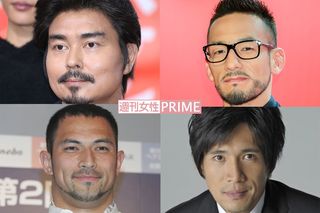 滝川クリステルが通りすぎた男たち（左上から時計回りに）俳優の小澤征悦、サッカーの中田英寿氏、元ラグビー日本代表の天野義久氏、ハンマー投げの室伏広治氏。共通点はヒゲ
