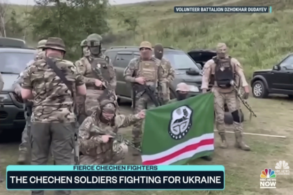 ウクライナで戦うチェチェン族（YoutubeチャンネルNBCNewsより）