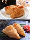 東のいなり寿司は俵型(写真上)、西は三角形