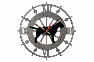 メタルクロック【ブルテリア】シルバーメタルの文字盤にブルテリアのシルエットが抜群に映える！