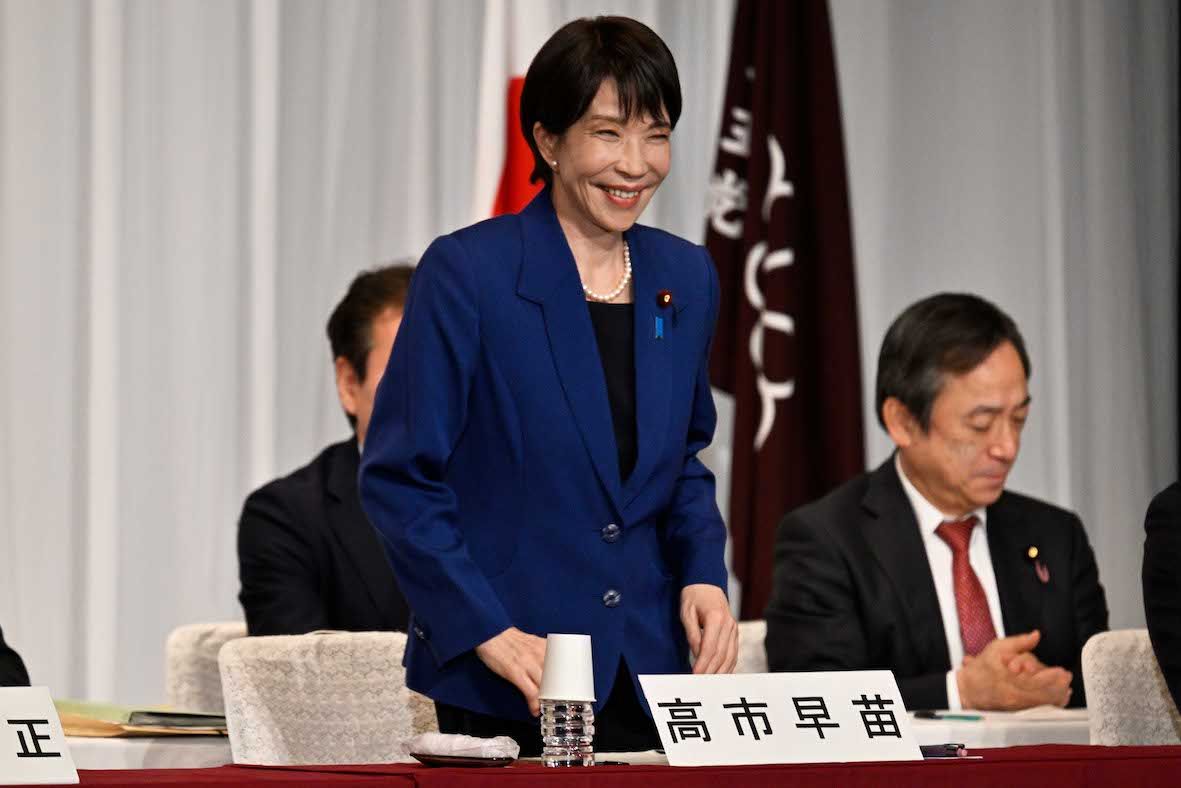 2025年9月22日、初見発表演説会に臨む高市早苗（JMPA）