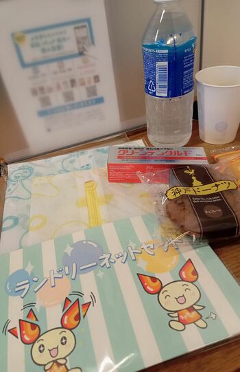 この日は献血中に、飲み物やランドリーネット、歯磨き粉、菓子類をもらった。献血回数に応じた記念品で、ガラスの酒器や塗り箸をもらったことも