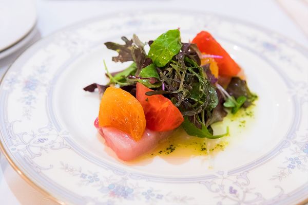 ブリと柿のマリネ 柑橘風味