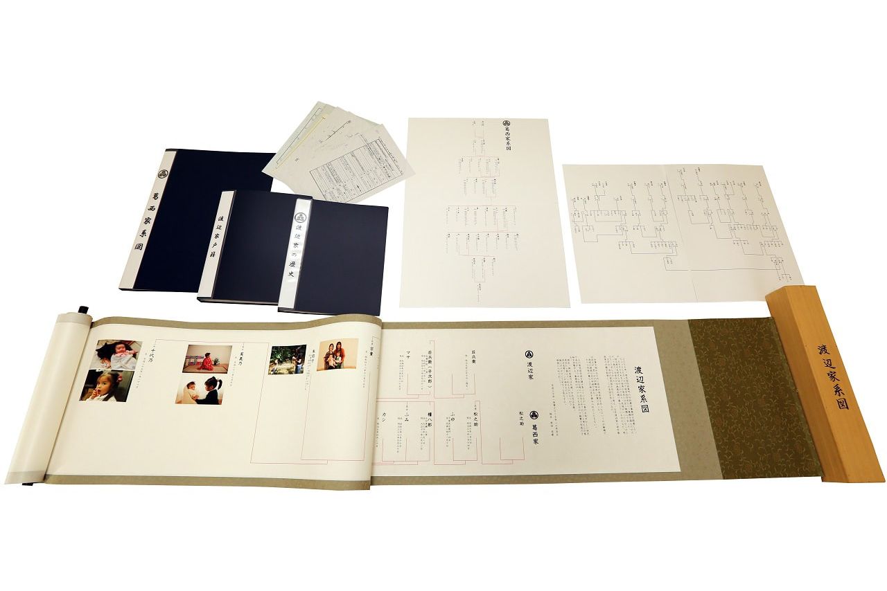 家系図を巻物や掛け軸、冊子にするのも家系図作りの醍醐味