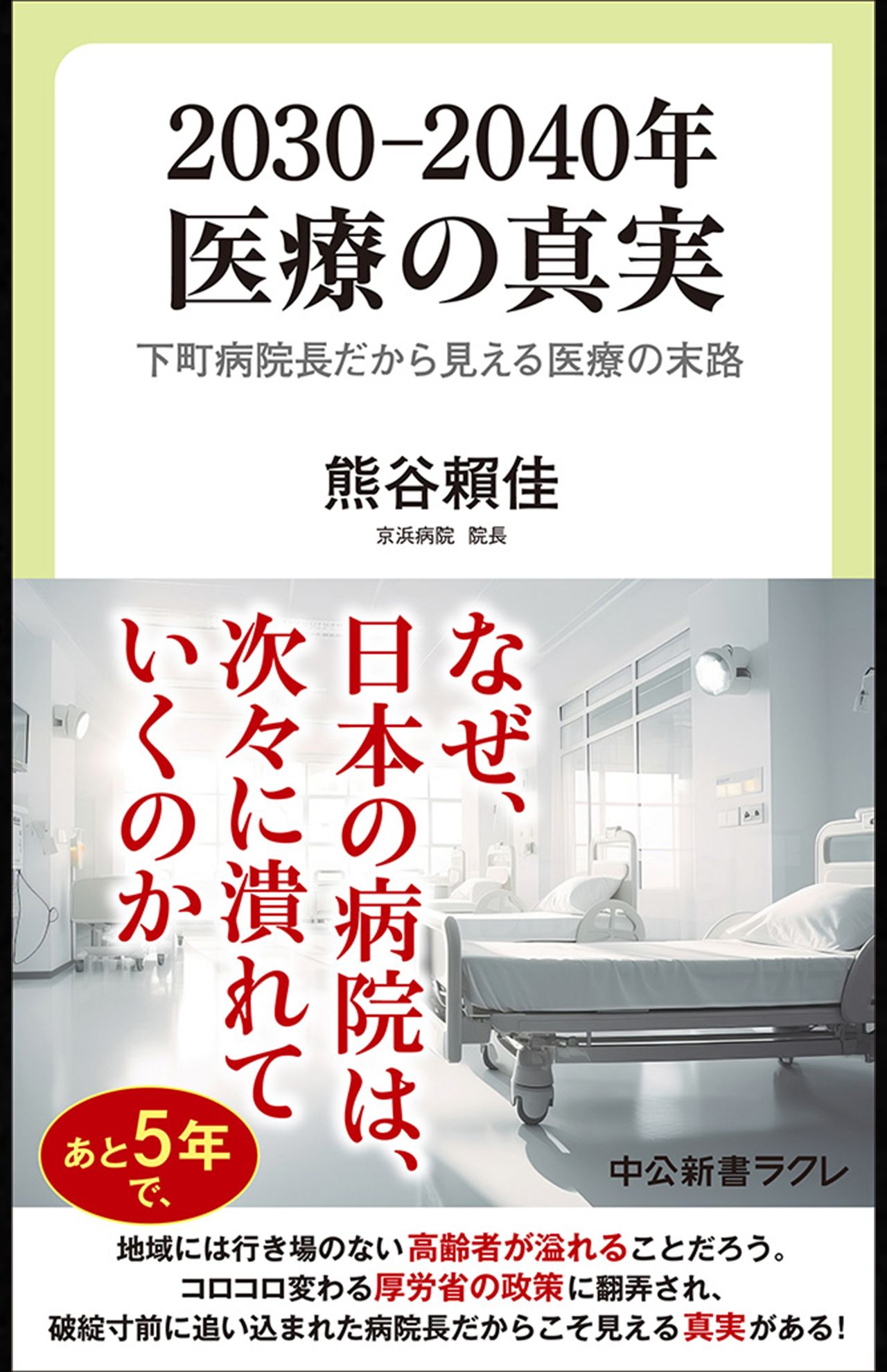 『2030―2040年　医療の真実　下町病院長だから見える医療の末路』(中公新書ラクレ）