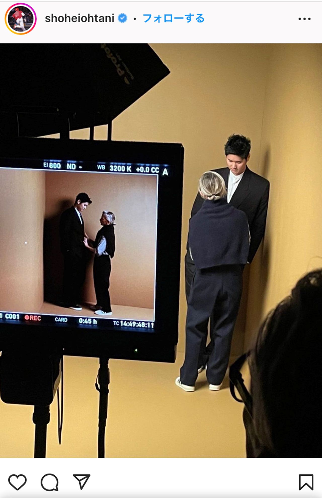 大谷翔平がアンバサダーを務める『HU GO BOSS』の撮影風景をインスタに投稿。女性をねたむコメントも