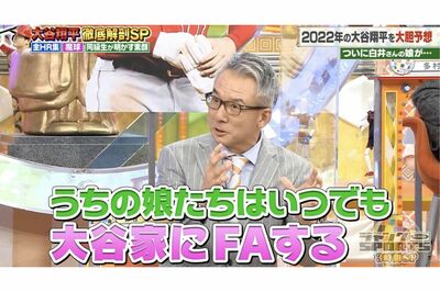 2022年1月『ジャンクSPORTS』で娘と大谷翔平の結婚について語った白井一幸氏