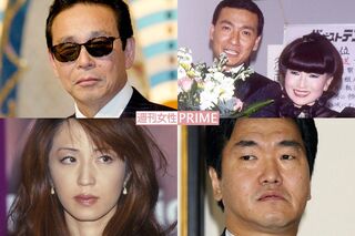 左上から時計回りでタモリ、久米宏と黒柳徹子、島田紳助、飯島愛さん