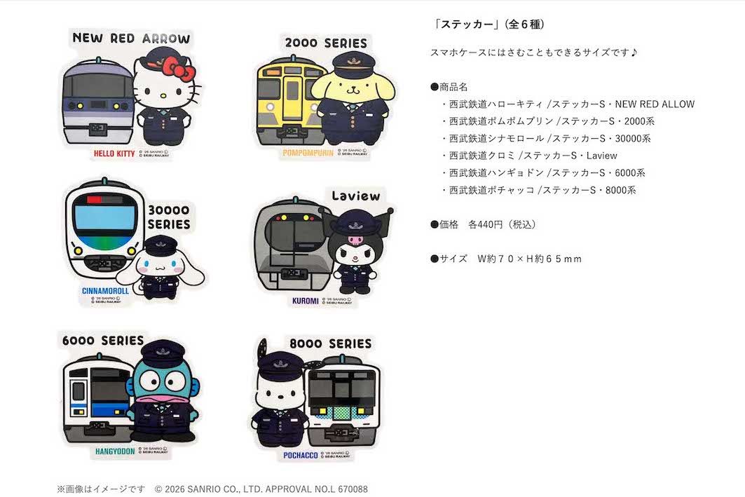 サンリオと西武鉄道のコラボグッズ（公式サイトより）
