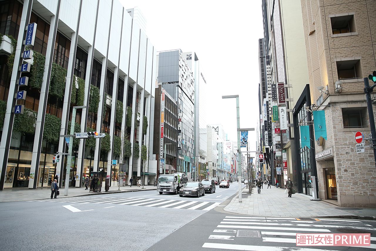 閑散とした東京・銀座