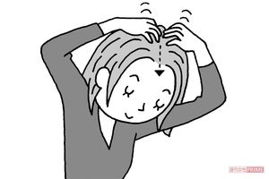 百会（ひやくえ）左右の耳を結ぶ線と正中線の交点。押すとツーンと痛む場所。イラスト／水口アツコ