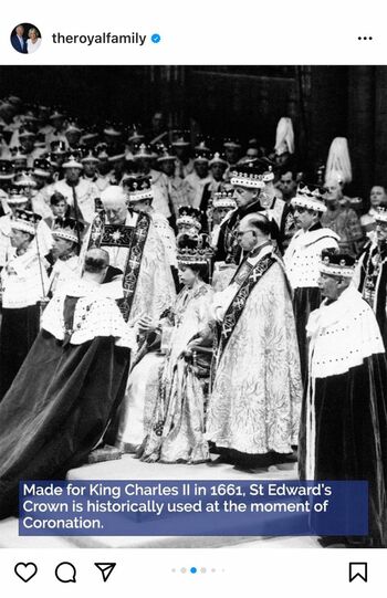 エリザベス女王の戴冠式は、1953年に行われている（公式インスタグラムより）
