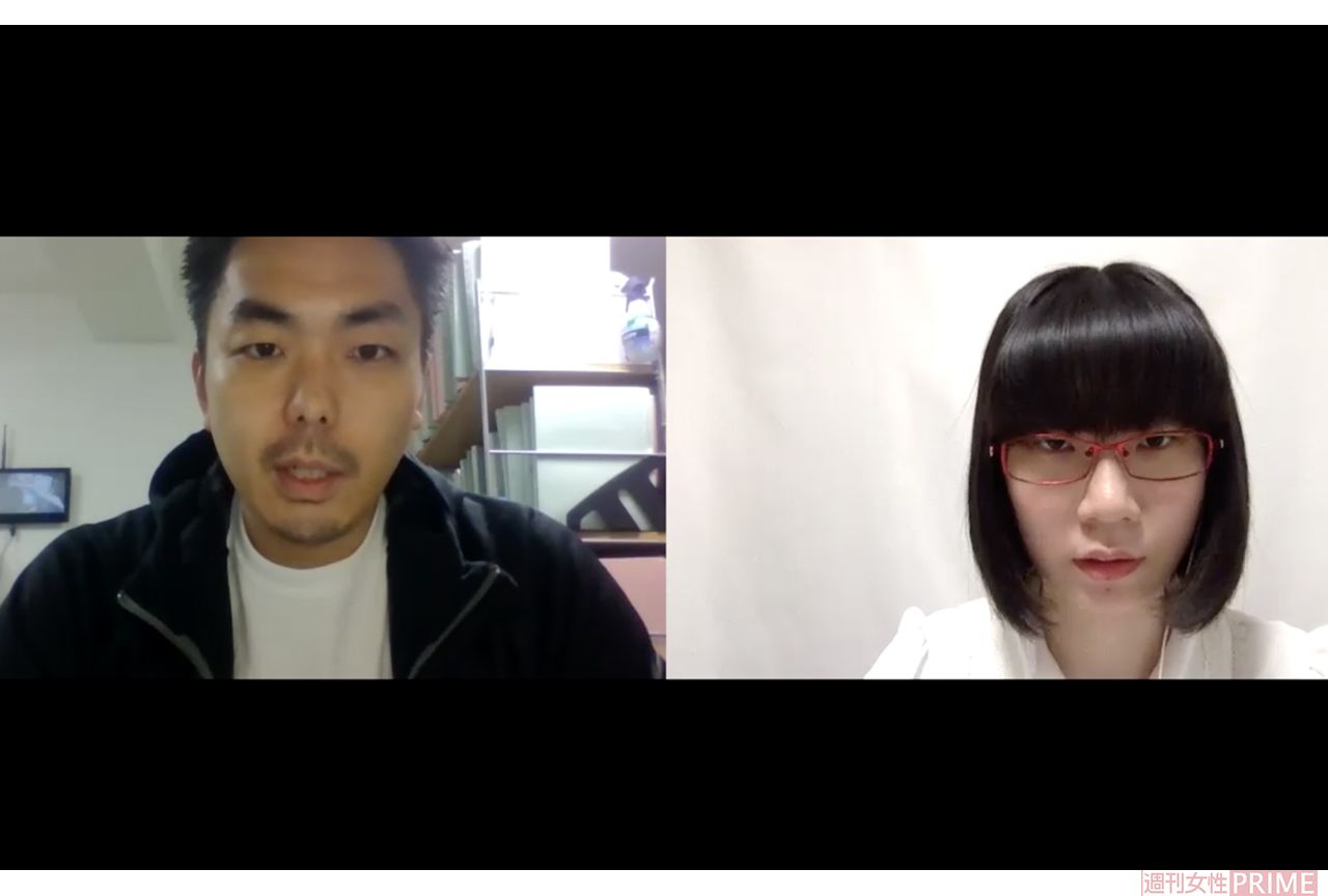 弁護士の倉持麟太郎氏にオンライン上で取材するたかまつなな