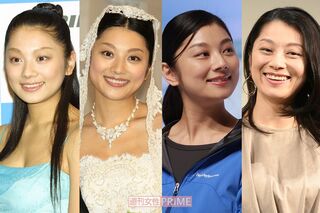 小池栄子(写真左から'03年・23歳、'08年・28歳、'12年・32歳、'21年・40歳)