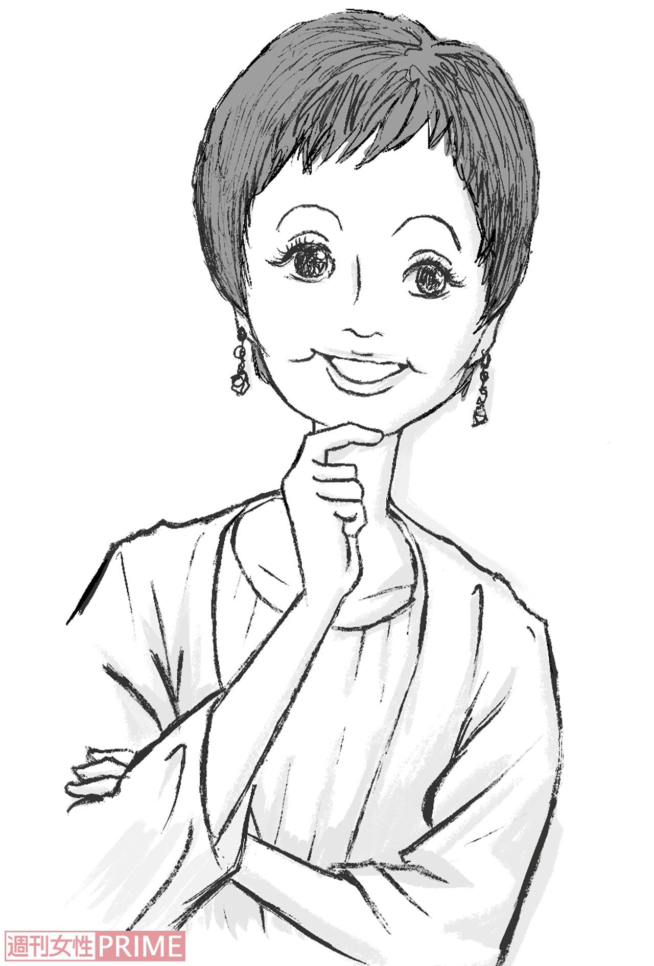 雑誌で初の連載を始めた浜木綿子さん　イラスト／本誌・山口拓真