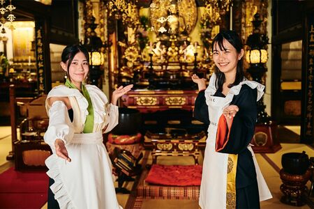 専属メイド・むーたん＆しきたんと仏教を楽しく学べる『仏教めいどカフェぴゅあらんど』　写真提供／龍岸寺