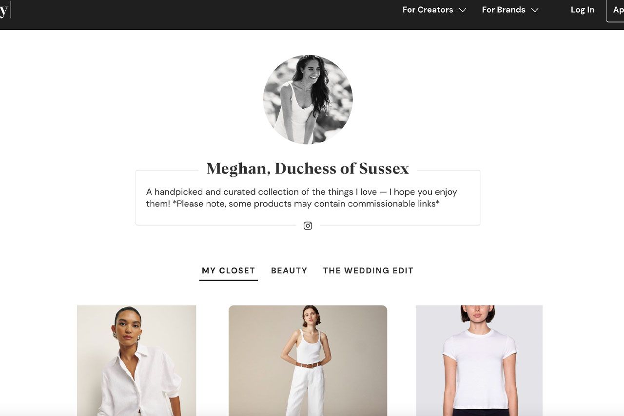 メーガン妃が2025年3月25日までに開設した『shopmy』というウェブサイト