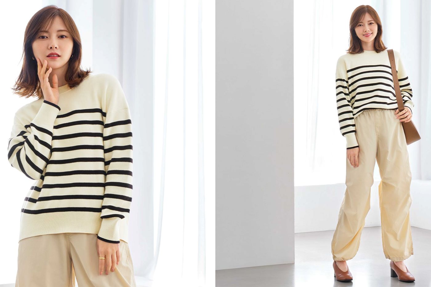 「おばさんに見える」と指摘された白石麻衣のユニクロ着こなし（公式ホームページより）