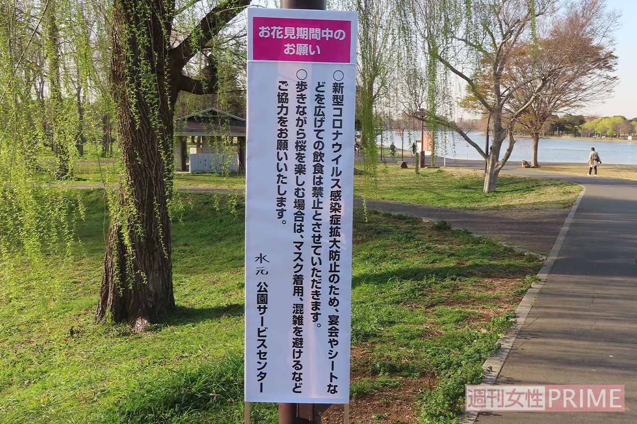 水元公園は宴会やシートを広げた花見を禁止