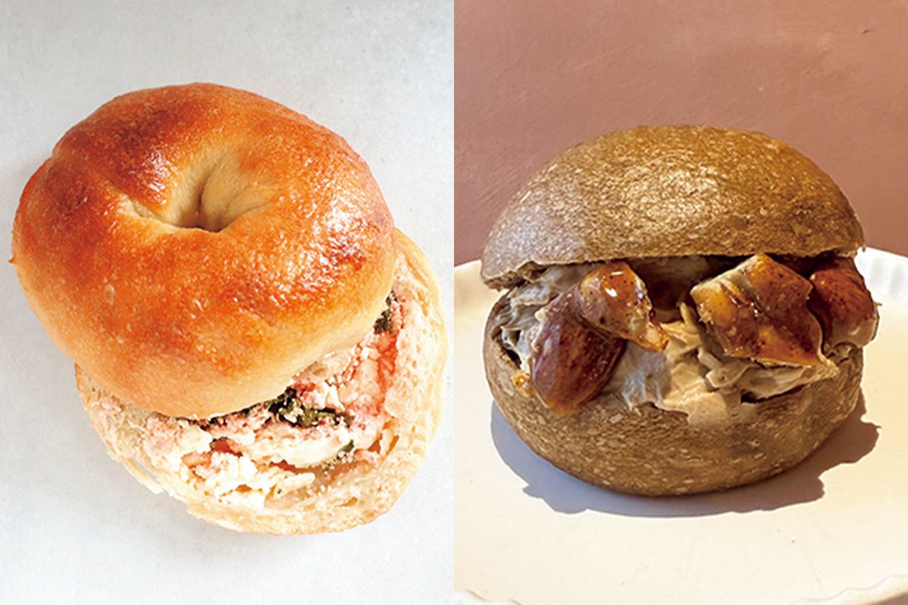 「カッフェ・カッサータ」（右）570円（店頭）600円（お取り寄せ）と「博多鳴海屋明太クリチ」（右）460円（店頭）490円（お取り寄せ）