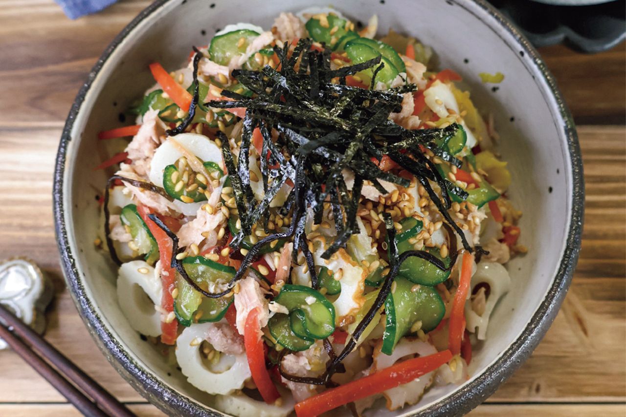 白菜とツナの塩昆布あえ