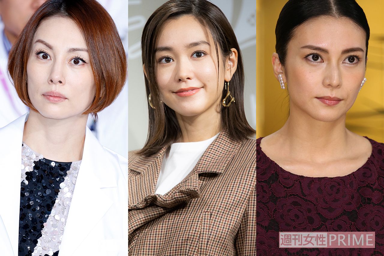 白湯健康法を実践している芸能人は多い。柴咲コウ（写真右）は、モーニングルーティン動画内で白湯を飲んでいて話題に。桐谷美玲（中央）は、自身のブログで白湯を欠かさず飲んでいることを公表。米倉涼子（左）は、健康法を聞かれて「白湯」と答えている