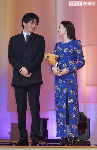 映画『そして、バトンは渡された』で初共演を果たした田中圭と永野芽郁（2021年10月5日、『週刊女性』写真班撮影）