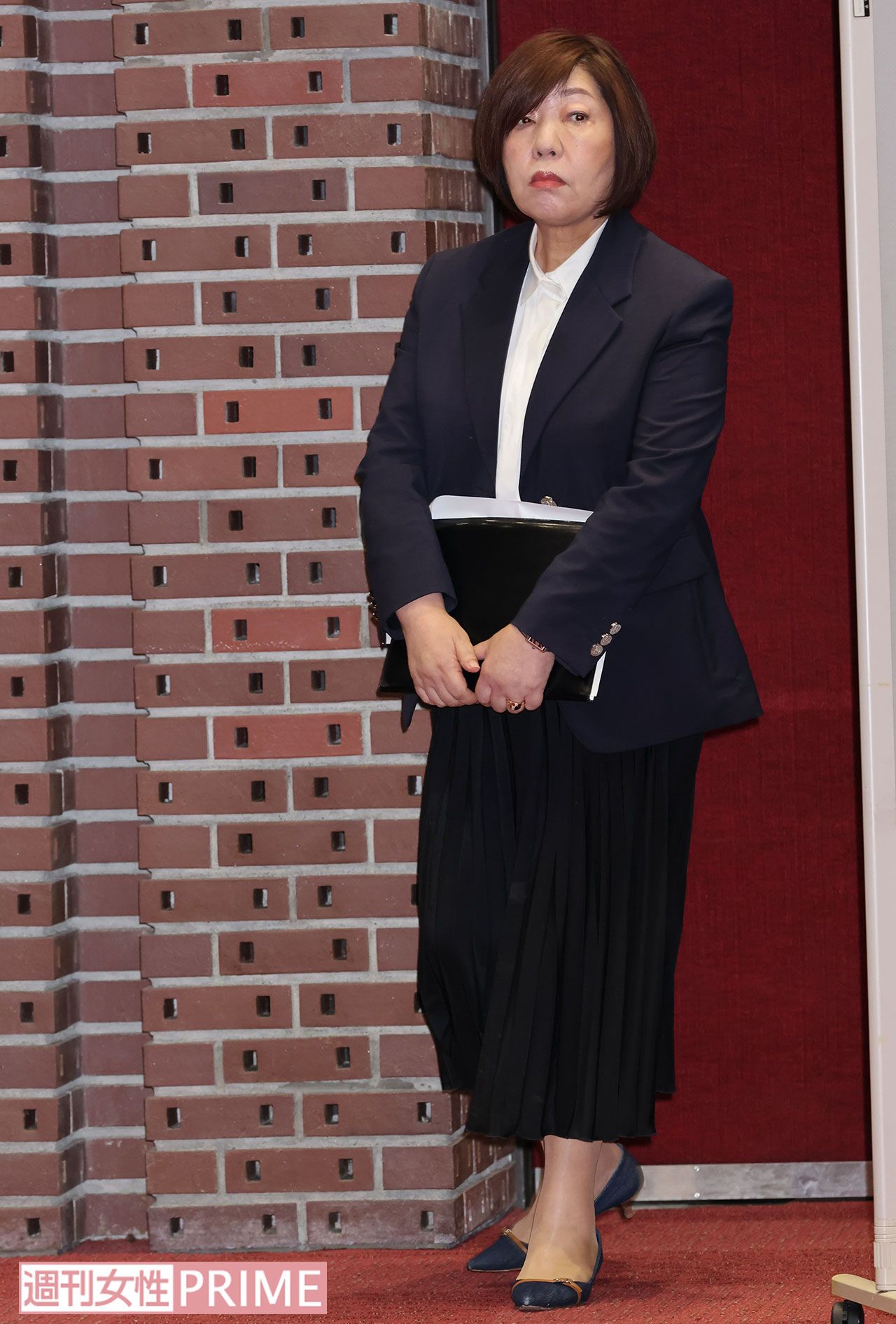 2023年、会見に出席した日本大学の理事長の林真理子