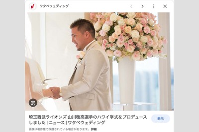 山川穂高の挙式をプロデュースしたというワタベウェディングのリリース記事の検索結果。クリックすると記事は削除されている