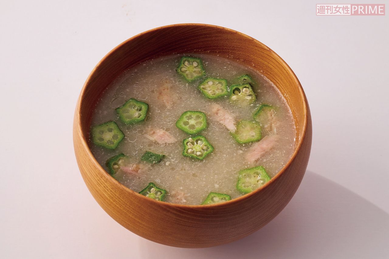 ツナとオクラのごまみそ汁