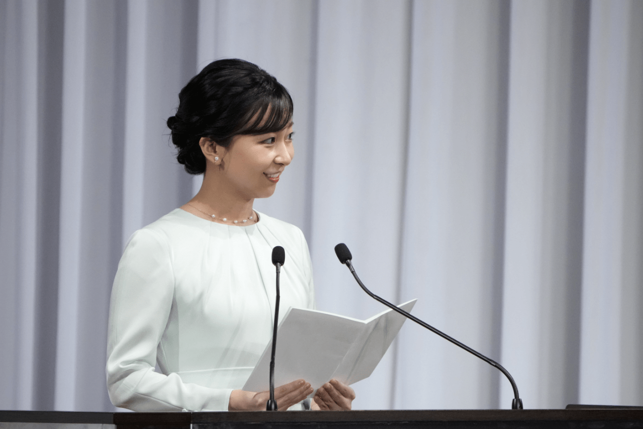 9月19日に開幕する第20回アジア競技大会の結団式で日本選手団に応援の言葉を述べる佳子さま（2026年8月19日）