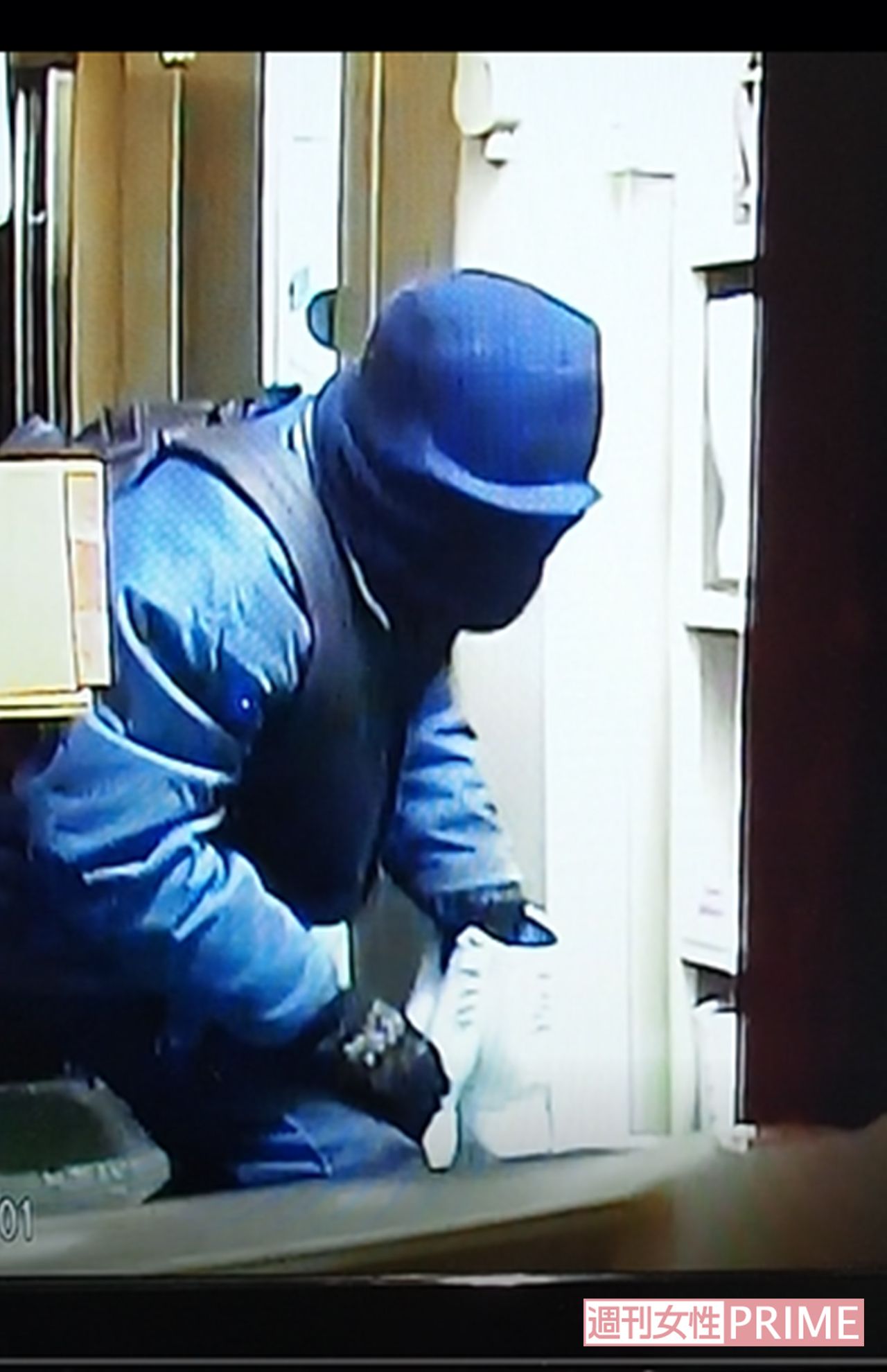 下駄箱を物色し、気に入った長靴を盗み出す一部始終が防犯カメラに映し出されていた。最初に2足盗み、数分後にもう2足盗むために屋内に侵入。犯行時間はそれぞれ30秒程度だった