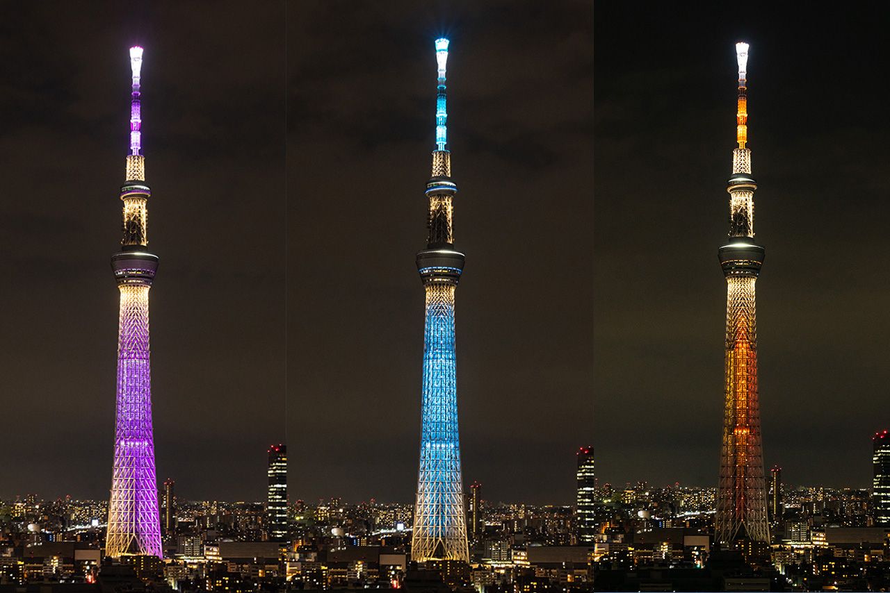 東京スカイツリー新デザイン、（左から）『雅』、『粋』、『幟』