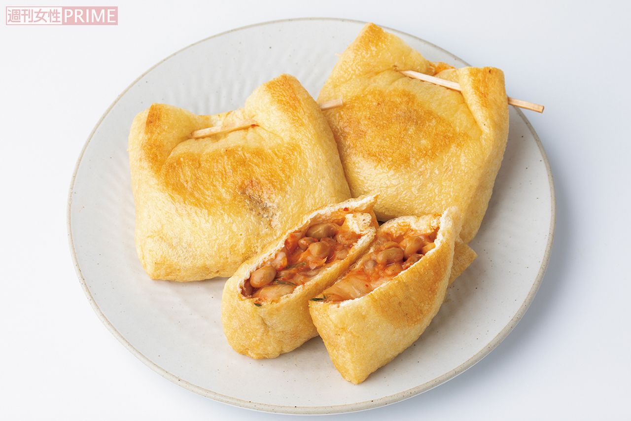 キムチーズ納豆のお揚げ焼き　撮影／矢島泰輔